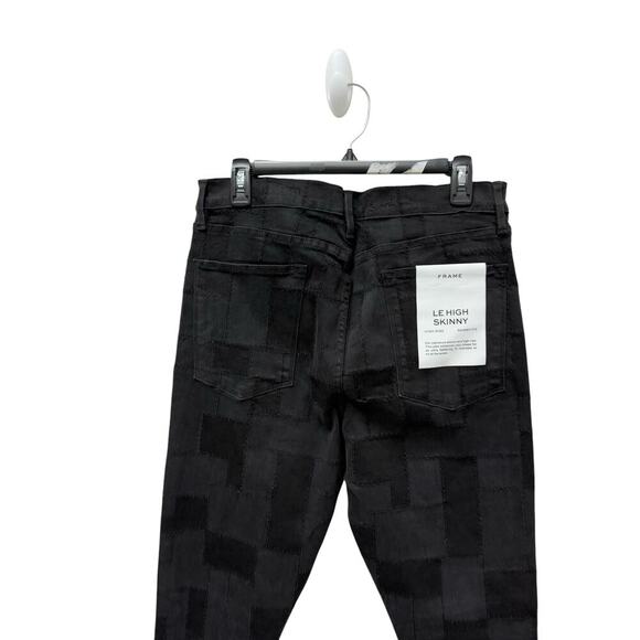 NWT Frame Le High Skinny Laser Patchwork Black Women’s Size 34 - Picture 10 of 13